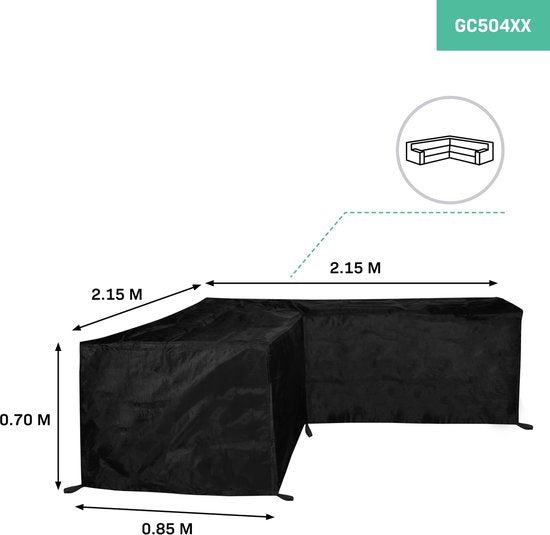 VONROC Premium Gartenbank-Schutzhülle - L-Form - 215/85 x 215/85 x 70cm