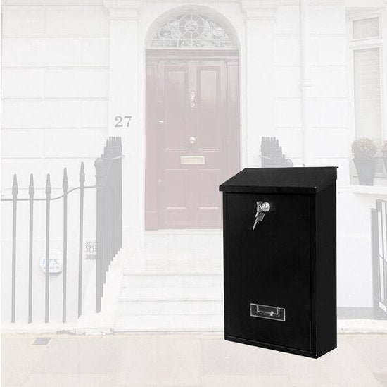 BRASQ Briefkasten Schwarz - Wandbriefkasten mit Schloss - Briefkästen - Moderner Briefkasten mit Namensschild - Inkl. Montagematerial & 2 Schlüssel - Schließzylinder - Edelstahl