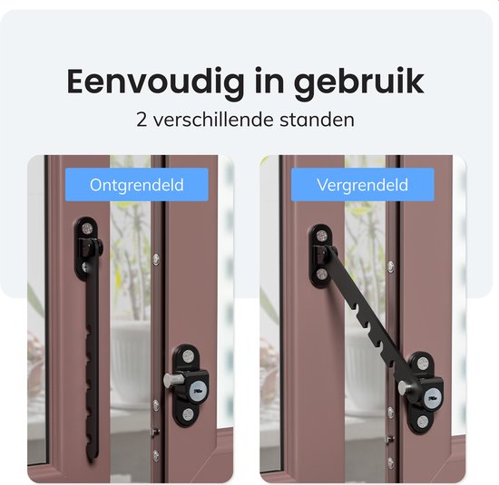 Fensterbeschränkung - Schloss - Sicherheit - Tür - Rückhaltesystem - Riegel - Windhaken - Ausleger - Für außen und innen - Kabinenhaken - Wegschwenken - Weiß - Luft