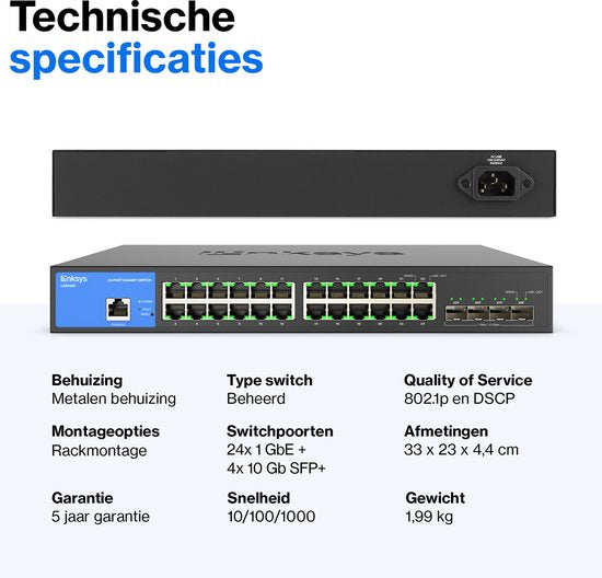 Linksys LGS328C - Netzwerk-Switch - Gigabit - Verwaltet - 24 Ports - 4 SFP+ Ports - Schwarz