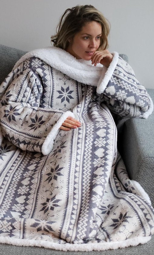 Fleecedecke mit Ärmeln - Kapuzendecke - Decke mit Ärmeln - Kapuzendecke - Snuggle - Hoodie - Huggle Hoodie - Fleecedecken - Plaid mit Ärmeln - TV-Decke - Damen und Herren - Erwachsene - 180x130 cm - Druck - Weihnachtsgeschenk