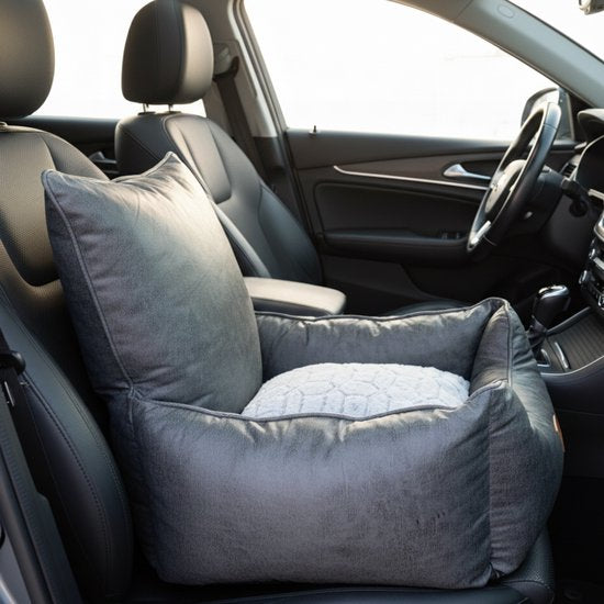 By Cee Cee Hundekorb Auto - Very Luxury Car Dog Basket - Autositz Hund Rücksitz - Autokorb Hund - Autositz Hundedecke - Autositz Hund - auch für Seitensitz - Anthrazit - Ameline