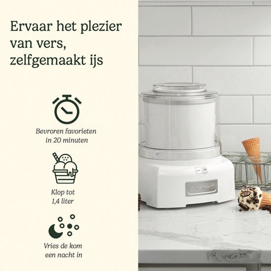 Cuisinart – Cool Scoops Eismaschine – Sorbet- und Frozen-Yogurt-Maschine – Eismaschine – Grau – 1,4 l