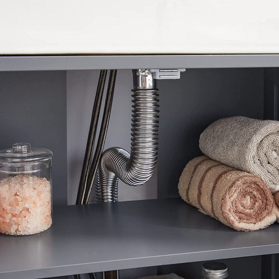 Parya Home – Badezimmerschrank – Waschtischunterschrank – 2 Türen – Holz – Grau