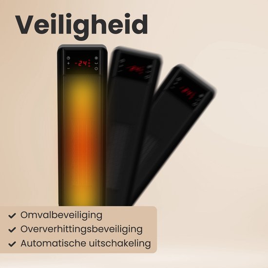 Auronic Elektroherd - Keramischer Herd - Turmherd - 2000W Heizleistung - Schwarz