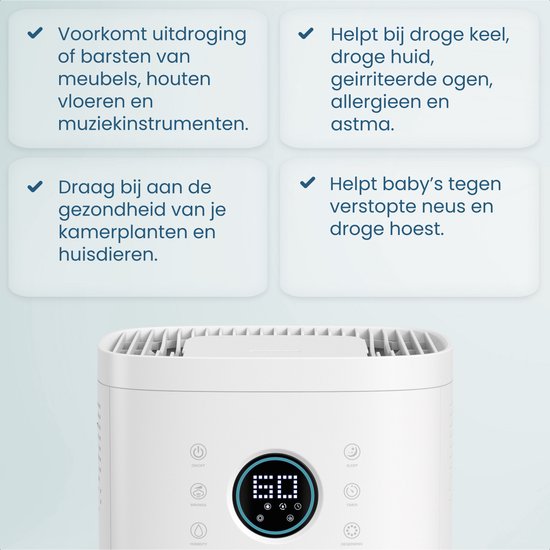 Auronic Luftbefeuchter - 4 Liter - 40m2 - Geeignet für Wohnzimmer, Büro, Schlafzimmer, Babyzimmer und mehr - Mit Aromatherapie - BPA-frei - Weiß