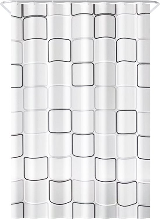 Loti Living Duschvorhang Anti-Schimmel - Würfel Design - Inklusive Ringe - Wasserdicht - Polyester - Duschvorhang 120x200 cm