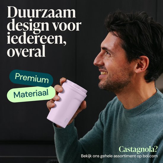 Castagnola Thermosbecher - Kaffeebecher To Go - Reisebecher für Kaffee und Tee - Teebecher - 380 ML - Edelstahl - Violett