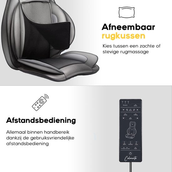CALMENTA® Shiatsu-Massagesessel - Aufbewahrungstasche - Rücken- und Nackenmassagegerät - Massagekissen - Kompressionsmassage - elektrische Wärmefunktion - Vibration - Rücken- und Nackenschmerzen - Massagematte