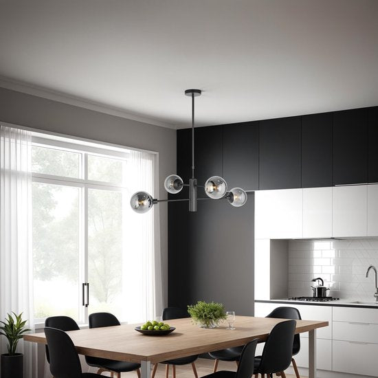 Steinhauer - Pendelleuchte - Constellation - schwarz - Metall - Ø 90cm - E14 - 3804ZW