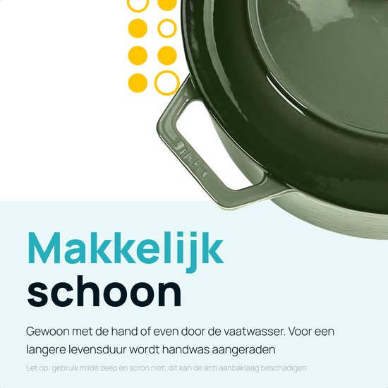 MOA Gusseisen-Kasserolle - 7,2L - Für alle Wärmequellen inkl. Induktion - Mit Deckel - Ø 30cm - Antihaftbeschichtung - Grün