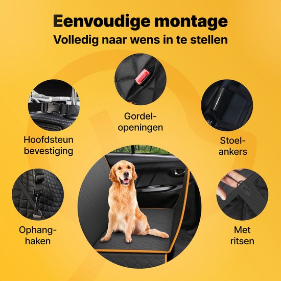 Jake und Jacky Hundedecke Auto Rücksitz und Kofferraum - Autoteppich Hund - Hundedecke - Schutzhülle Auto - inkl. Hundeleine, Hängeleinen & Aufbewahrungstasche