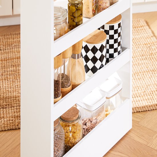 SoBuy NSR12-W Badezimmerschrank - Weißer Holzschrank mit Rädern
