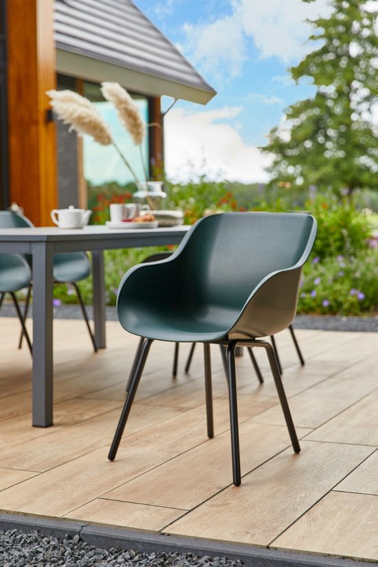 Hartman Sophie elegance Gartenstuhl - Dunkelgrün - 2er Set - schwarzes Rondo Gestell