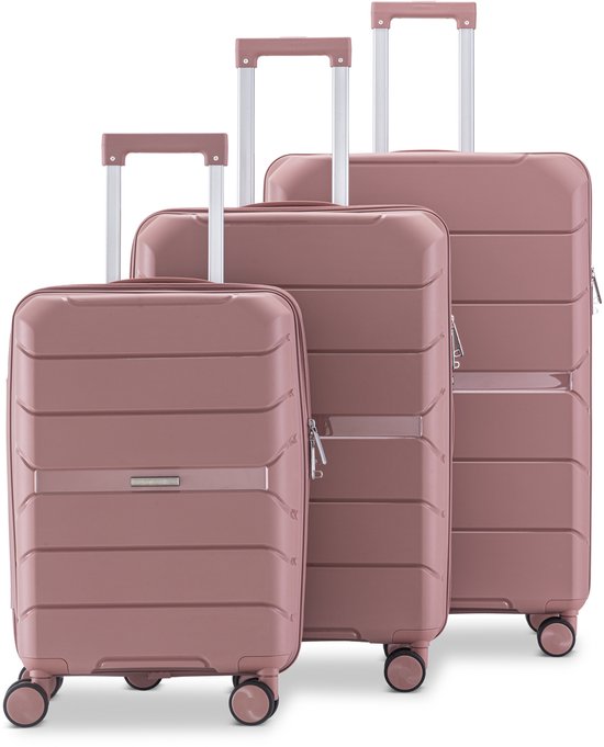 SKYCASES Urban Adventurer - Kofferset - 3-teilig - Zahlenschloss - 232L - Spinnerrollen - Reisekoffer mit Kofferschloss - Leichtgewicht - Pink