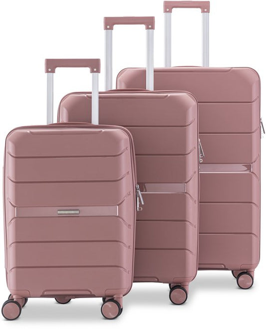 SKYCASES Urban Adventurer - Kofferset - 3-teilig - Zahlenschloss - 232L - Spinnerrollen - Reisekoffer mit Kofferschloss - Leichtgewicht - Pink