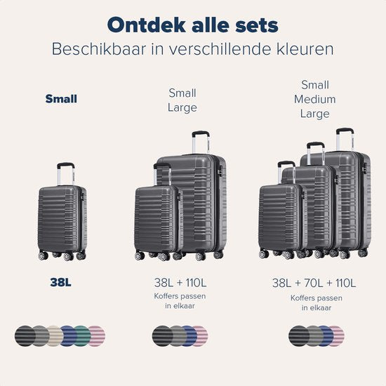 TRVLMORE - Handgepäckkoffer - 38L - Zahlenschloss - Leichtgewicht - Trolley - 54x36x20cm - Dunkelgrau