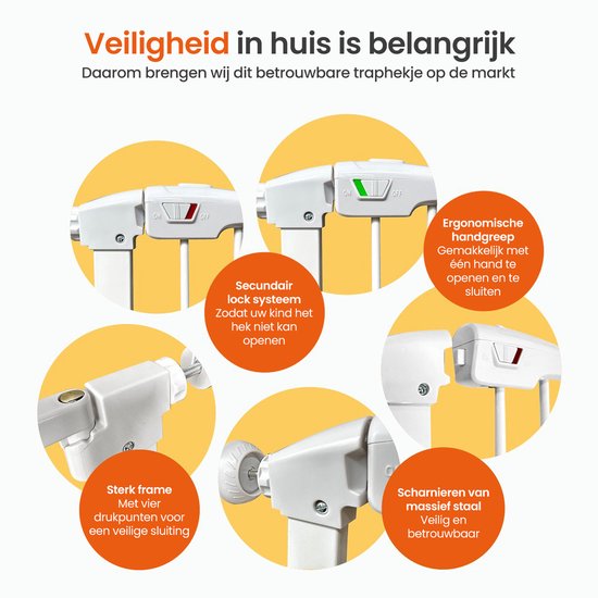 Goliving Treppengitter ohne Bohren - 2 Stück - 75 bis 103 cm - Klemmhalterung - Klemmmodell - Erweiterbar - Metall - Kindergitter - Hundegitter - Weiß