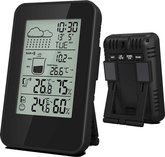 Denver Wetterstation - Innen & Außen - Hygrometer - Regenmesser - Temperatur - Wettervorhersage - Funkgesteuert - Drahtloser Außensensor - WSR560