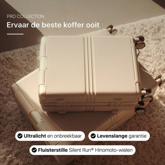 ONYX Hybrid Pro Check-in Koffer Large 100 Liter - Recyceltes Polycarbonat und reißverschlussloses Design - Reisekoffer mit TSA-Schloss und Spinner-Rädern - Leichter Trolley mit Laptopfach - Elfenbeinweiß