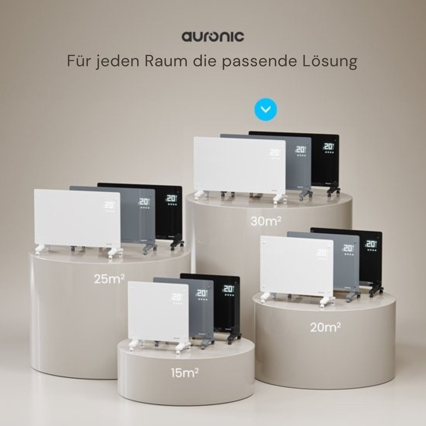 Auronic Electric Konvektor-Heizung - Mit Thermostat und Fernbedienung - Glasheizung - 2500W Heizung - Schwarz