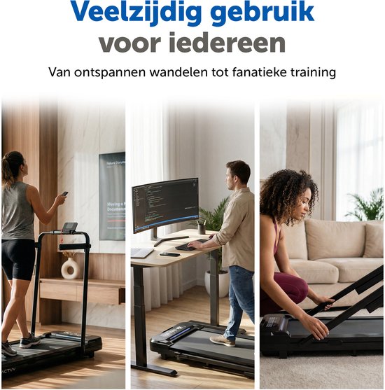 ACTYV Laufband Zusammenklappbar 1-12km/h - Inklusive Schmieröl, Schutzmatte - Laufband - Tretmühle - Laufband - Gehhilfe - Für Zuhause - Elektrisch - Zusammenklappbar