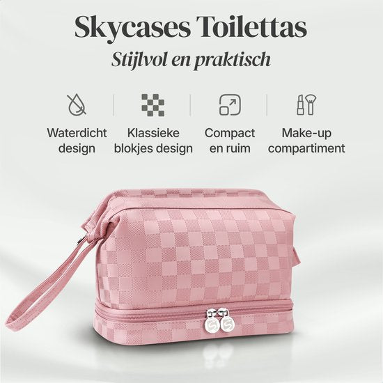 Skycases Travel Essentials - Kulturtasche und Make-up-Organizer - wasserdicht und kompakt - geeignet für Reisen und den täglichen Gebrauch - Unisex - Pink
