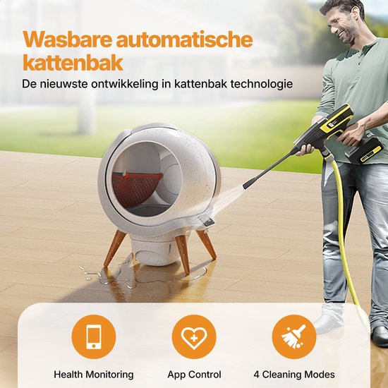 HoneyGuardian Automatic Litter Box XXL - Selbstreinigende Katzentoilette - Elektrische Katzentoiletten - Wasserfest & abwaschbar - mit App - Inkl. Katzenstreu-Matte und 40 Sammelbeutel