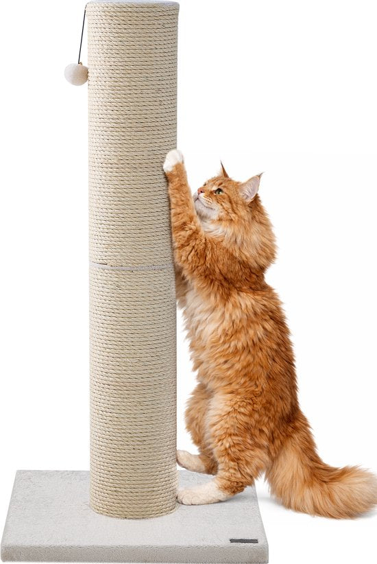 Jake and Jacky Kratzbaum für große Katzen – Natur/Creme – mit Spielball – 56 x 56 x 120 cm – Ø Sisal-Kratzbaum 20 cm