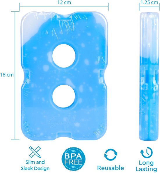 Kühlelemente für Kühlbox und Kühltasche - 4er-Pack - Flache, kleine und Mini-Gefrierelemente für Reise, Picknick und Camping - Kompakte Gel-Kühlelemente - Sunflake