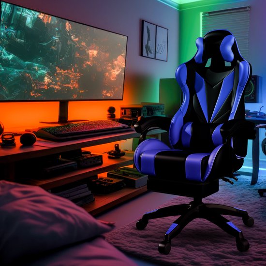 Bayt Gaming Stuhl - Gaming Stuhl - Komfort Gamer Stuhl - Schwarz und Dunkelblau