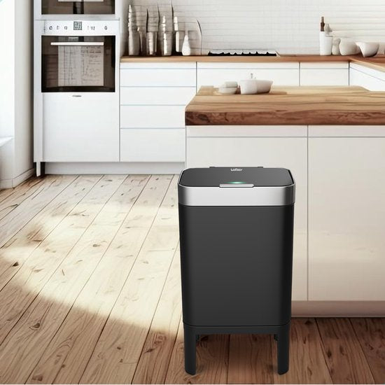 Loftey Mülleimer - Druckknopf-Deckel - 2 Fächer - 2x30L - Schwarz
