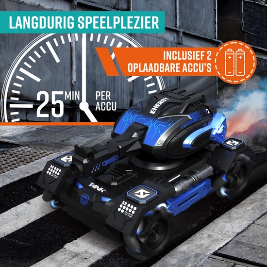 NAPI Steuerbares Auto RC-Panzer - Mit Kugeln - 2 Batterien und Rauchgenerator - Für Jungen - Outdoor - Panzerschieber