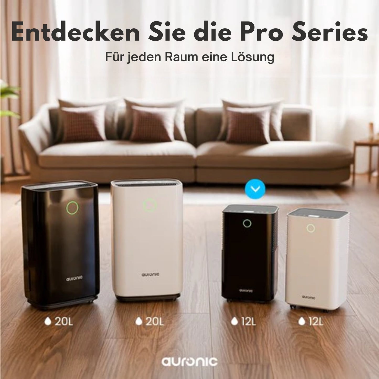Auronic Luftentfeuchter - Compact Series - 12L pro Tag - Waschtrockenfunktion - Schlafzimmer, Badezimmer und Wohnzimmer - Feuchtigkeitsentferner für den Haushalt - Schwarz