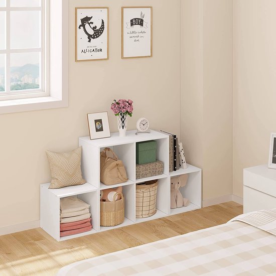 Woltu 6-Regal Bücherregal - 90 x 90 x 30 cm - weiß MDF - modular und stilvoll