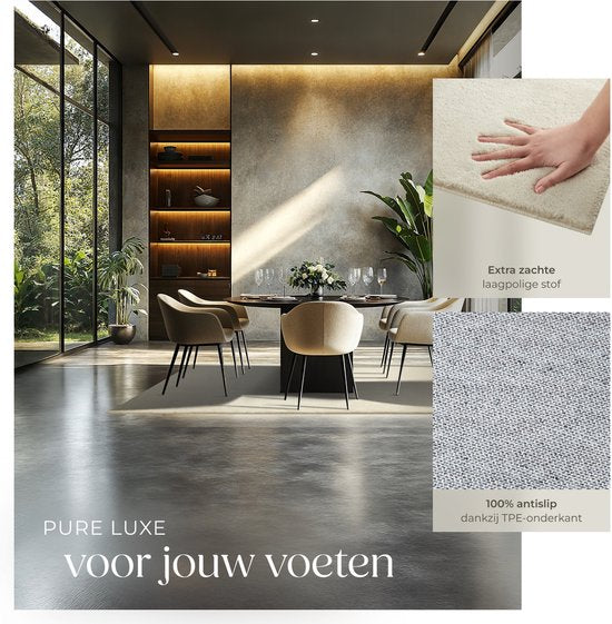tectake® Kurzflorteppich -140 x 200 cm - Beige - Teppich für Wohnzimmer, Schlafzimmer, Esszimmer - Pflegeleicht und waschbar - Anti-Rutsch-Unterlage - Allergikerfreundlich - Verschiedene Größen und Farben