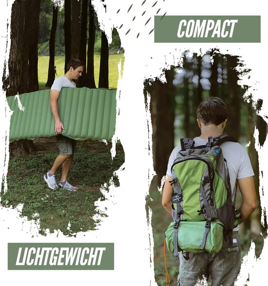 Ever Trex Schlafmatte Comfort - 193x70x10cm - Eingebaute Pumpe - 1 Person - Campingmatratze - Selbstaufblasend - Grün