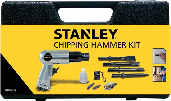 Stanley Pneumatic Meißelhammer-Set, kraftvolle Abbrucharbeiten mit 4 Meißeln, Schnellkupplungen & Aufbewahrungskoffer