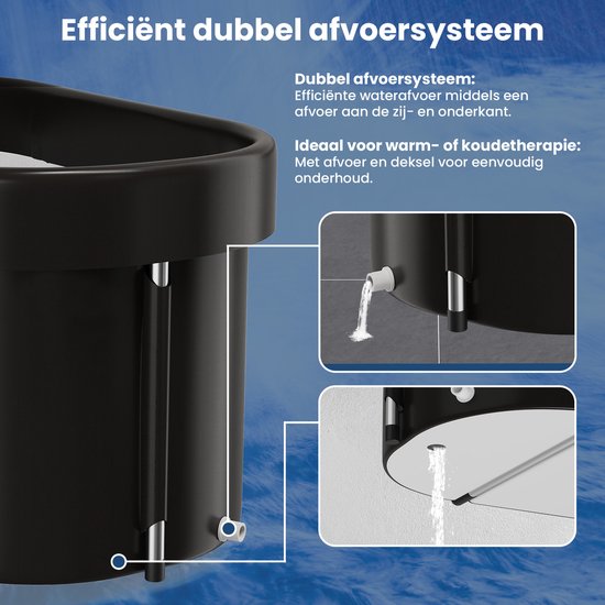 Eisbad XL - 420L - Faltbare Sitzbadewanne - mit Deckel - Eisbad - mit Zubehör - Schwarz - von Faas