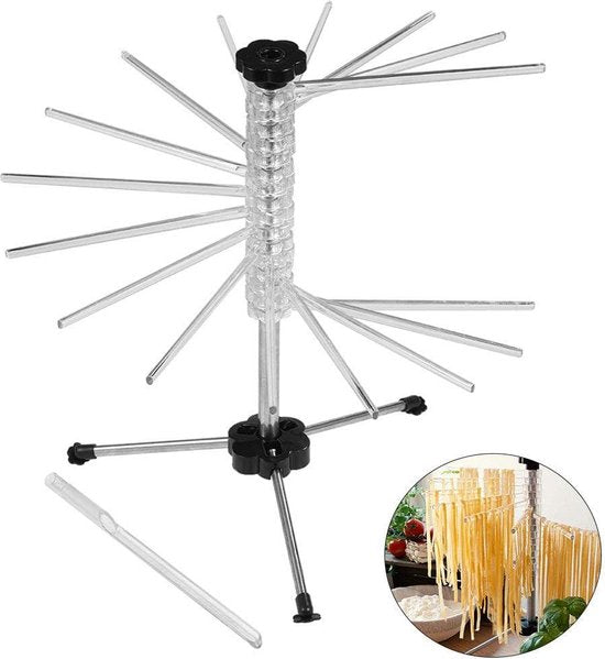 Nudel-Trockengestell - Faltbares Gestell für einfache Lagerung - Mit 16 Armen - Frische Nudeln trocknen - Für Spaghetti