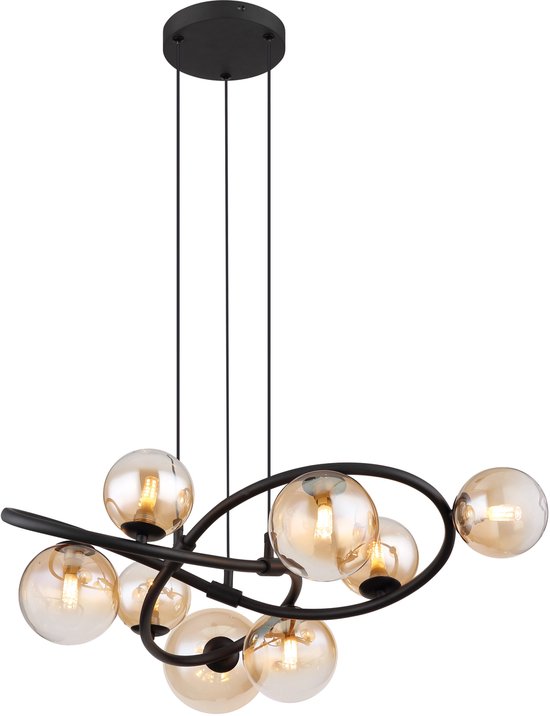 Globo - Hängeleuchte - Tuberius - Messing schwarz - Glas Metall - Ø 65cm - G9 - 56141-8H