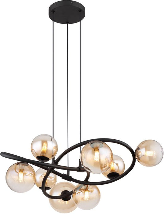 Globo - Hängeleuchte - Tuberius - Messing schwarz - Glas Metall - Ø 65cm - G9 - 56141-8H