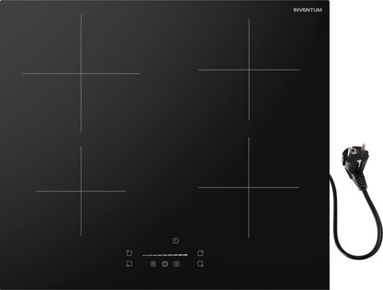 Inventum IKI6008 - Einbau-Induktionskochfeld - 60 cm - 4 Kochzonen - 1-Phasen Plug and Play - Randlos - Schwarz