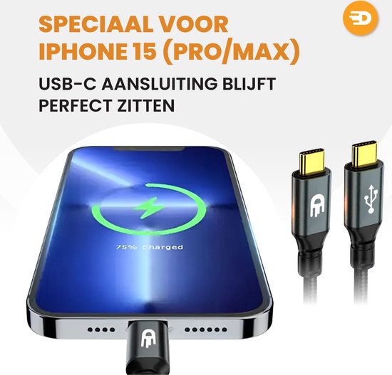 Drivv. USB C Kabel zu USB C 3.2 - 100w Schnellladegerät - 4K 60Hz - 20GBs - 3 Meter - Geeignet für Samsung, Macbook, iPhone 15 & mehr - Nylon - Grau