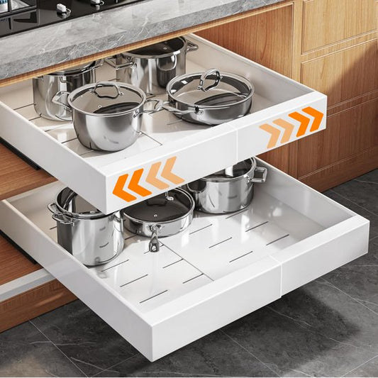 Posity Slide Drawer - Küchenschrank-Organizer - Spülenschrank/Schubladen-Organizer - Innenschublade Küche - Ausziehbar und verstellbar (32-52 cm) - Teleskopisch - Weiß