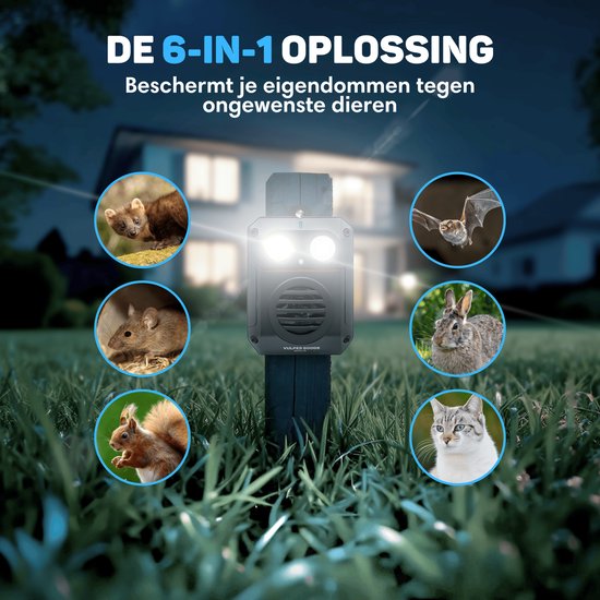 Vulpes Goods® Repellent Marder Repellent PRO V3 - Schädlingsabwehr - Steinmarderabwehr für den Außenbereich - 100% wasserdicht - kabellos & wiederaufladbar - 2 Stück