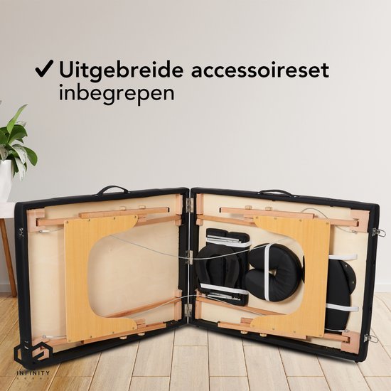 Infinity Goods Massagetisch - klappbar - 250KG Kapazität - 8 Höhenständer - inkl. Aufbewahrungstasche - Behandlungstisch - Schwarz