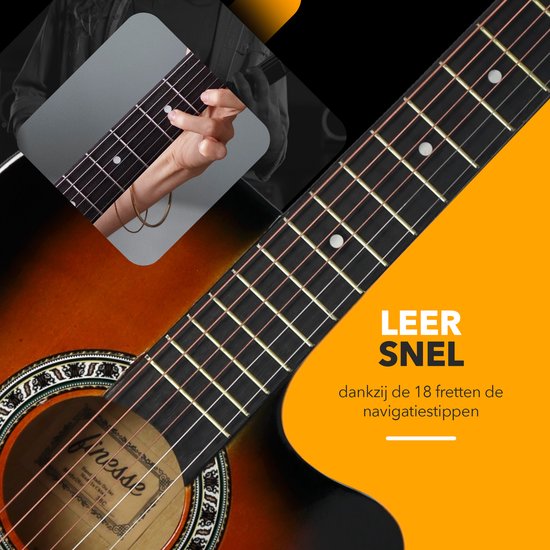 Finesse Western Akustikgitarre - Mit Videokurs - Für Kind & Erwachsener - Sunburst
