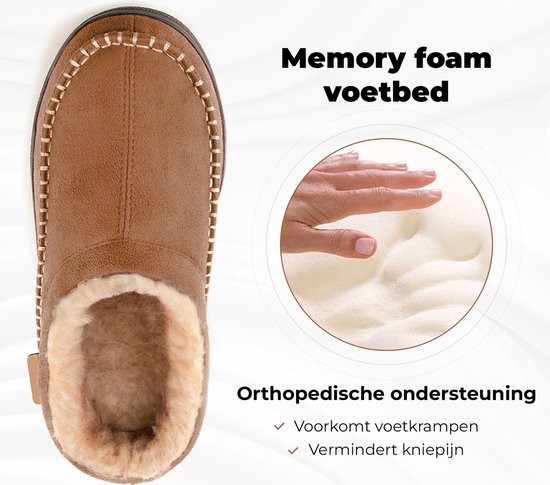 Hausschuhe Männer - Hausschuhe - Mokassins - Kastanie - Rutschfest - Größe 44/45 - Comfeet