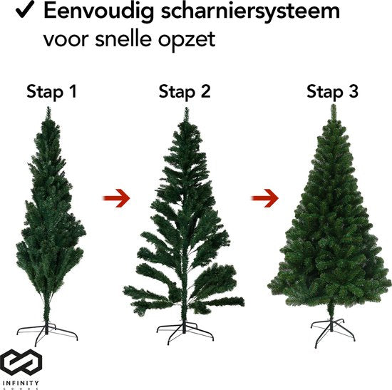 Infinity Goods Künstlicher Weihnachtsbaum mit LED-Lichtern - 240 cm - Realistischer Weihnachtsbaum aus Kunststoff - Metallständer - Grün